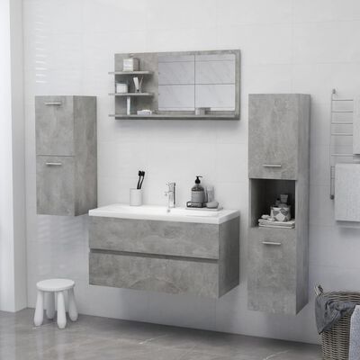 vidaXL Espejo de baño aglomerado gris hormigón 90x10,5x45 cm