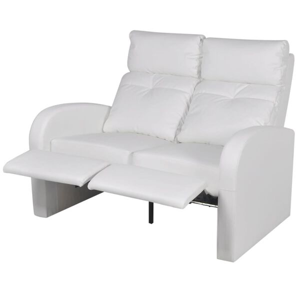 vidaXL Sill&oacute;n de 2 plazas con LED cuero sint&eacute;tico blanco