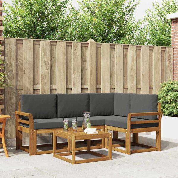 vidaXL Conjunto de sof&aacute;s de exterior 5 pcs Natural y Antracita