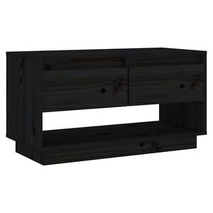 vidaXL Mueble de TV de madera maciza de pino negro 74x34x40 cm