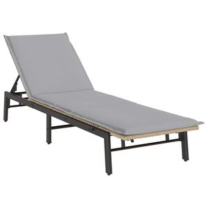 vidaXL Tumbona con coj&iacute;n, color beige, polirat&aacute;n