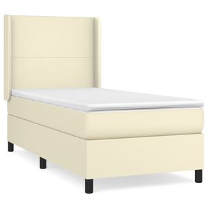 vidaXL Cama box spring con colch&oacute;n cuero sint&eacute;tico crema 100x200 cm