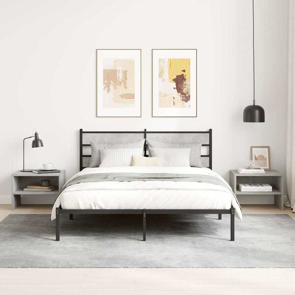 vidaXL Mesita de noche madera contrachapada gris hormig&oacute;n 40x30x30 cm