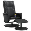 vidaXL Sill&oacute;n reclinable masaje con reposapi&eacute;s cuero sint&eacute;tico negro