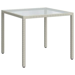 vidaXL Mesa jard&iacute;n vidrio templado rat&aacute;n sint&eacute;tico 90x90x75 cm blanco