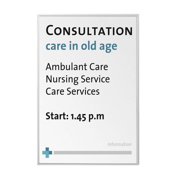 MOEDEL Cartel informativo A4 plateado