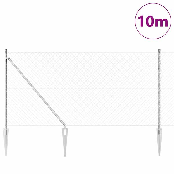 vidaXL Poste de Valla Plateado 10 x 1,2 m (malla de 40 x 40 mm) Acero