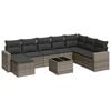 vidaXL Set de muebles de jard&iacute;n 9 pzas y cojines rat&aacute;n sint&eacute;tico gris