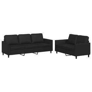 vidaXL Juego de sof&aacute;s con cojines 2 piezas cuero sint&eacute;tico negro