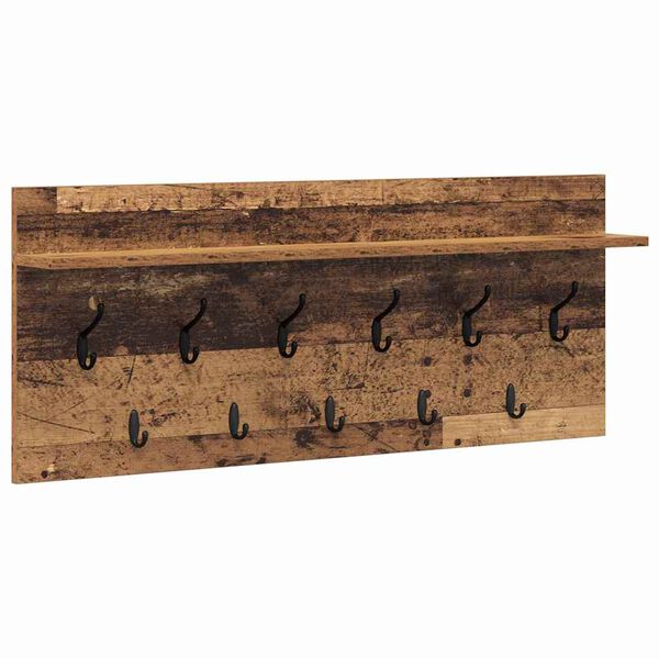 vidaXL Perchero de pared con estante Madera vieja Madera contrachapada