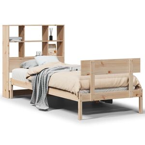 vidaXL Cama con estanter&iacute;a sin colch&oacute;n madera maciza de pino 90x200 cm