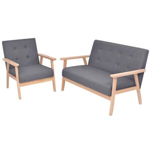 vidaXL Juego de sof&aacute;s de tela de 2 piezas color gris oscuro