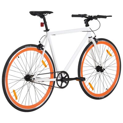 vidaXL Bicicleta de piñón fijo blanco y naranja 700c 55 cm
