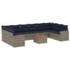 vidaXL Set de sof&aacute;s de jard&iacute;n 11 pzas y cojines rat&aacute;n sint&eacute;tico gris