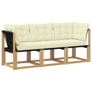 vidaXL Sof&aacute; de esquina y centro para exterior con coj&iacute;n 3 Pieza Blanco