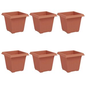 vidaXL Maceta cuadrada para flores 6 pcs Rojo Ladrillo 16 x 16 x 14 cm