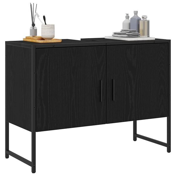 vidaXL Gabinete de Lavabo para Ba&ntilde;o Roble Negro 80 x 30 x 60 cm