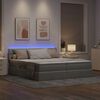vidaXL Cama con tira de luces LED Gris Claro 200 x 200 cm tela
