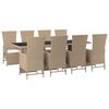 vidaXL Set comedor de jard&iacute;n 9 pzas con cojines rat&aacute;n sint&eacute;tico beige