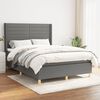 vidaXL Cama box spring con colch&oacute;n tela gris oscuro 140x190 cm