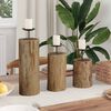vidaXL Porta velas 3 pcs Natural Madera maciza de Teca