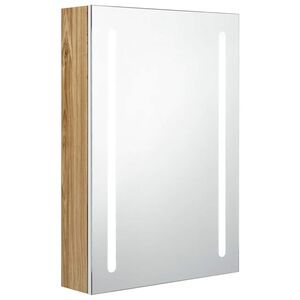 vidaXL Armario de ba&ntilde;o con espejo y LED blanco y roble 50x13x70 cm