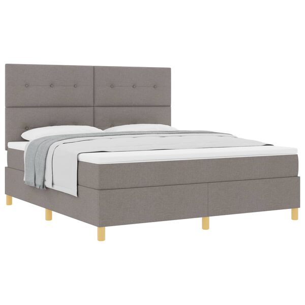 vidaXL Cama tipo Box Spring con colch&oacute;n Taup&eacute; 180 x 200 cm tela