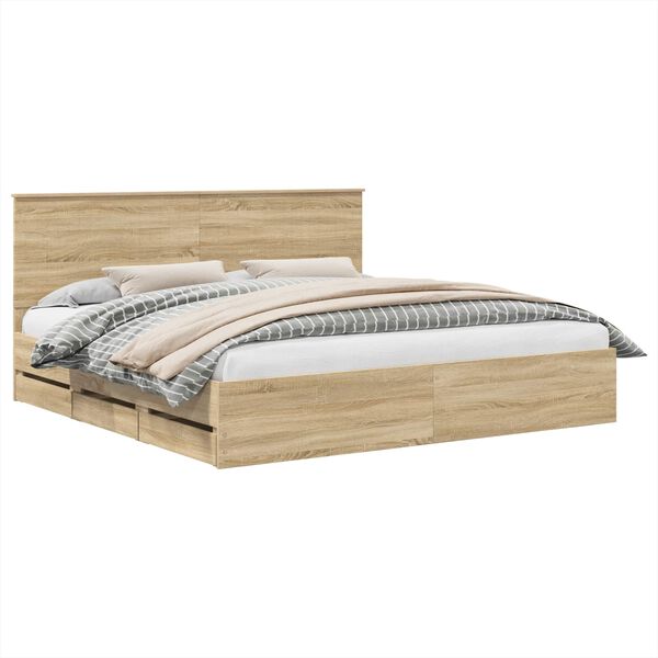 vidaXL Estructura de cama Roble Sonoma 200 x 200 cm Madera Ingenieril