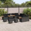 vidaXL Conjunto de sof&aacute;s de jard&iacute;n con coj&iacute;n 14 pcs Negro