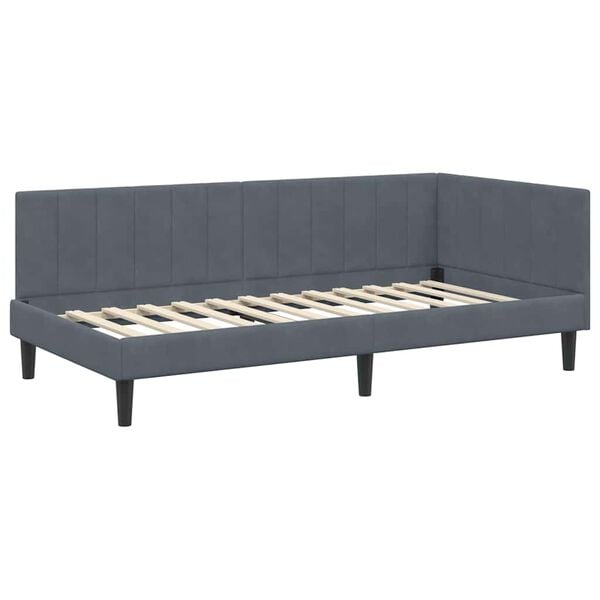 vidaXL Estructura de cama en esquina Gris oscuro 90 cm x 200 cm