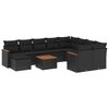 vidaXL Set de sof&aacute;s de jard&iacute;n 11 pzas y cojines rat&aacute;n sint&eacute;tico negro
