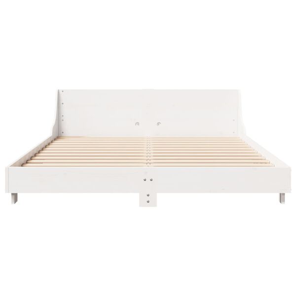 vidaXL Estructura de cama sin colch&oacute;n madera maciza blanca 120x190 cm