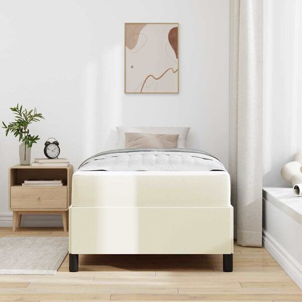 vidaXL Estructura de cama con colch&oacute;n Crema 80 x 200 cm tela