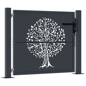 vidaXL Puerta de jard&iacute;n acero gris antracita dise&ntilde;o &aacute;rbol 100x75 cm