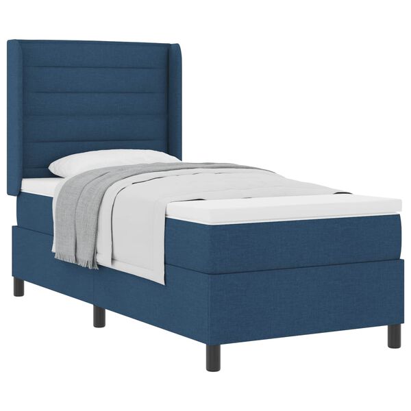 vidaXL Cama tipo Box Spring con colch&oacute;n Azul 200 x 80 cm tela