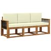 vidaXL Conjunto de sof&aacute;s de exterior con coj&iacute;n 3 pcs Natural y Crema