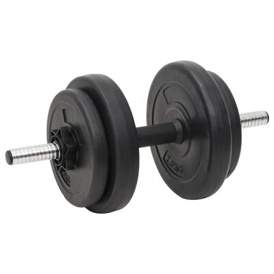 Banco de ejercicios con soporte de pesas y mancuernas de 60,5 kg totales  hecho en acero color negro Vida XL