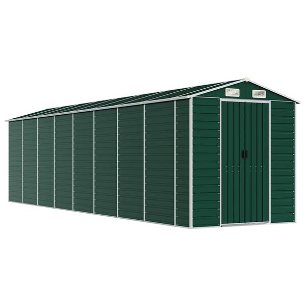 vidaXL Cobertizo de jard&iacute;n acero galvanizado verde 191x725x198 cm