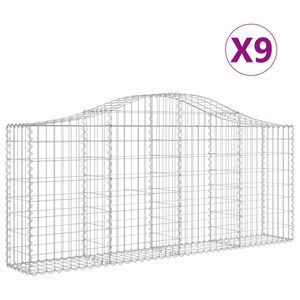 vidaXL Cestas de gaviones 9 uds forma de arco hierro 200x30x80/100 cm