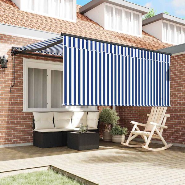 vidaXL Toldo Retr&aacute;ctil Azul y 350 x 250 cm Poli&eacute;ster y Aluminio