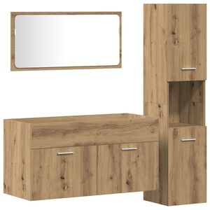 vidaXL Juego de muebles ba&ntilde;o 3 piezas madera ingenier&iacute;a roble artisan