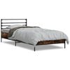 vidaXL Estructura cama madera ingenier&iacute;a metal roble ahumado 90x190 cm