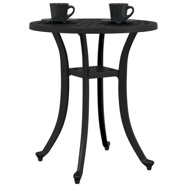 vidaXL Mesa de jard&iacute;n aluminio fundido negro &Oslash;48x53 cm