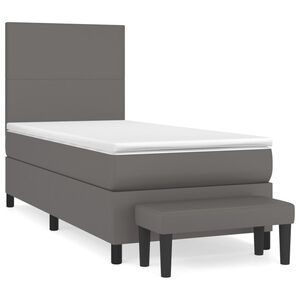vidaXL Cama box spring con colch&oacute;n cuero sint&eacute;tico gris 100x200 cm
