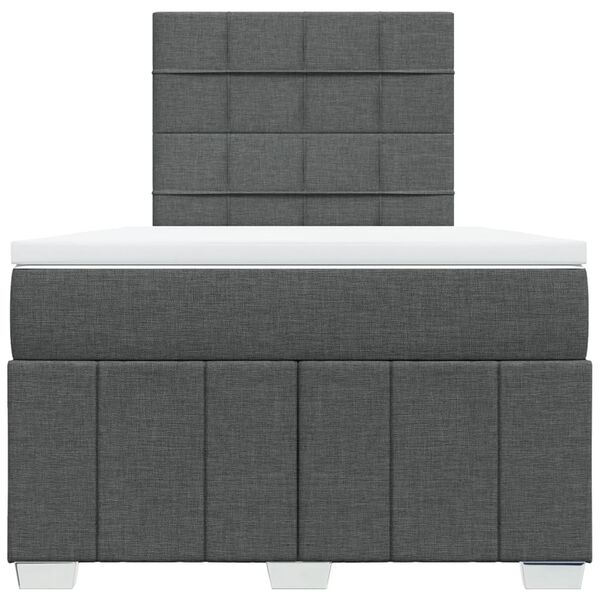 vidaXL Cama box spring con colch&oacute;n tela gris oscuro 120x190 cm