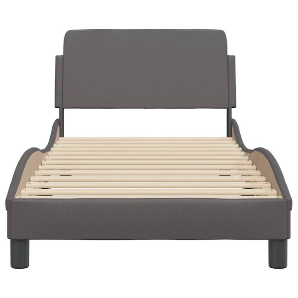 vidaXL Estructura de cama Dover cuero sint&eacute;tico gris 90x200 cm