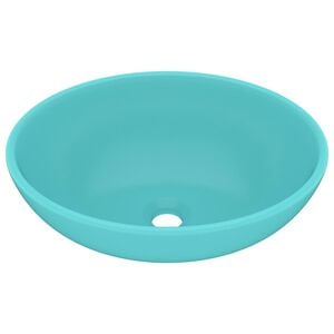 vidaXL Lavabo de lujo ovalado cer&aacute;mica verde claro mate 40x33 cm