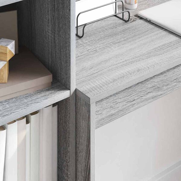 vidaXL Escritorio con caj&oacute;n 2 pcs Gris Sonoma