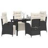vidaXL Conjunto de Comedor de Jard&iacute;n 5 pcs Negro rat&aacute;n sint&eacute;tico