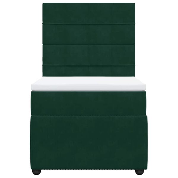 vidaXL Cama box spring con colch&oacute;n terciopelo verde oscuro 80x200 cm